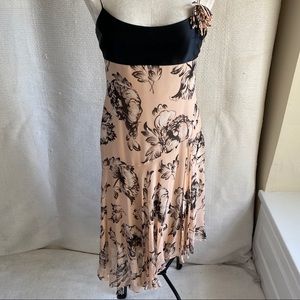 BCBG 6/8 All Silk Babydoll Floral Dance Midi Dress